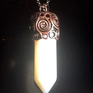 Moonstone Opalite Pointed  Chakra Copper Pendant